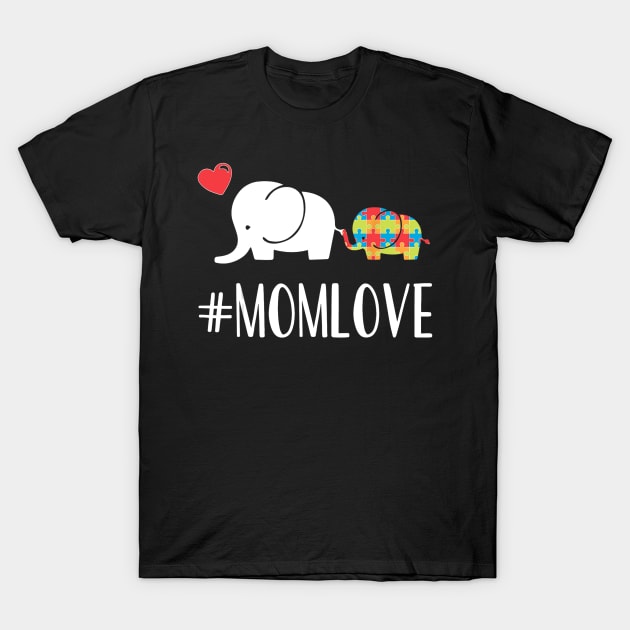 Autism Awareness cute T-Shirt Elephant Mom kid Heart gift T-Shirt by craiglimu